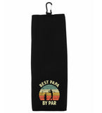 Best Papa By Par Tri-fold Golf Towel with Clip 100% Microfiber Waffle Weave Black White Gift Idea for Golfer Men Grandpa Dad