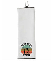 Best Papa By Par Tri-fold Golf Towel with Clip 100% Microfiber Waffle Weave Black White Gift Idea for Golfer Men Grandpa Dad