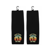 Best Papa By Par Tri-fold Golf Towel with Clip 100% Microfiber Waffle Weave Black White Gift Idea for Golfer Men Grandpa Dad