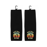 Best Papa By Par Tri-fold Golf Towel with Clip 100% Microfiber Waffle Weave Black White Gift Idea for Golfer Men Grandpa Dad