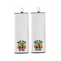 Best Papa By Par Tri-fold Golf Towel with Clip 100% Microfiber Waffle Weave Black White Gift Idea for Golfer Men Grandpa Dad