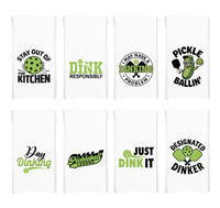 Funny Pickleball Towel Set – 8 Cotton Kitchen Towels with Dinking Humor – Pickleball Gifts for Players, Coaches, Tournaments & Fans