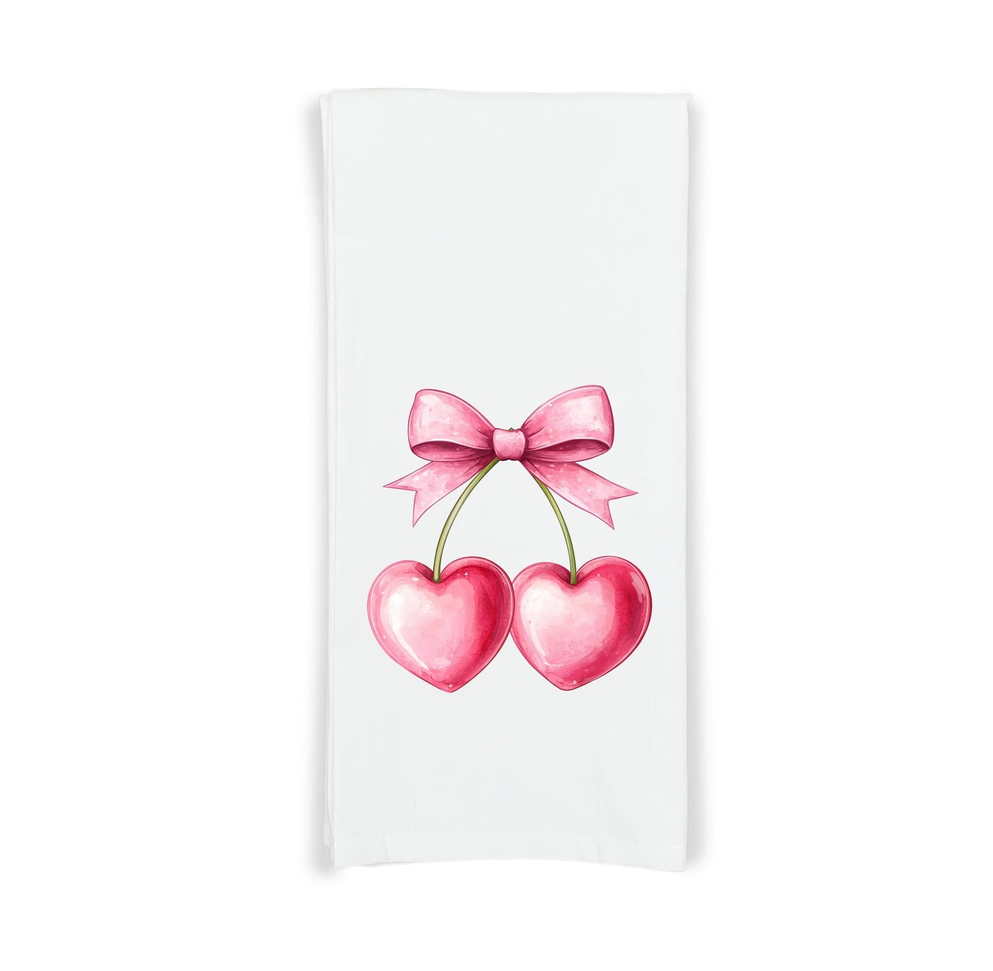 Coquette Cherries 100% Cotton Flour Sack Kitchen Towel Cute Trendy Girly Pink Preppy Aesthetic Cherry Decor Birthday Christmas Gift Idea