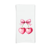 Coquette Cherries 100% Cotton Flour Sack Kitchen Towel Cute Trendy Girly Pink Preppy Aesthetic Cherry Decor Birthday Christmas Gift Idea