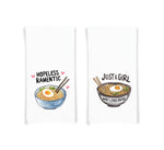 Just a Girl Who Loves Ramen and Hopeless Ramentic Set of 2 100% Cotton Flour Sack Kitchen Towels Birthday Mother's Day Christmas Valentine's