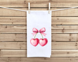Coquette Cherries 100% Cotton Flour Sack Kitchen Towel Cute Trendy Girly Pink Preppy Aesthetic Cherry Decor Birthday Christmas Gift Idea