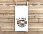 Just a Girl Who Loves Ramen 100% Cotton Flour Sack Kitchen Towel, Birthday Mother's Day Christmas Valentine's Day Gift Idea