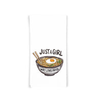 Just a Girl Who Loves Ramen 100% Cotton Flour Sack Kitchen Towel, Birthday Mother's Day Christmas Valentine's Day Gift Idea