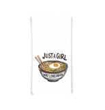Just a Girl Who Loves Ramen 100% Cotton Flour Sack Kitchen Towel, Birthday Mother's Day Christmas Valentine's Day Gift Idea