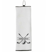 Custom Golf Towel - Personalized Tri-fold Golf Towel with Clip 100% Microfiber Waffle Weave Black White Birthday Christmas Gift Idea for Men