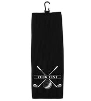 Custom Golf Towel - Personalized Tri-fold Golf Towel with Clip 100% Microfiber Waffle Weave Black White Birthday Christmas Gift Idea for Men