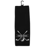 Custom Golf Towel - Personalized Tri-fold Golf Towel with Clip 100% Microfiber Waffle Weave Black White Birthday Christmas Gift Idea for Men