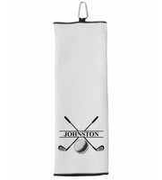 Custom Golf Towel - Personalized Tri-fold Golf Towel with Clip 100% Microfiber Waffle Weave Black White Birthday Christmas Gift Idea for Men