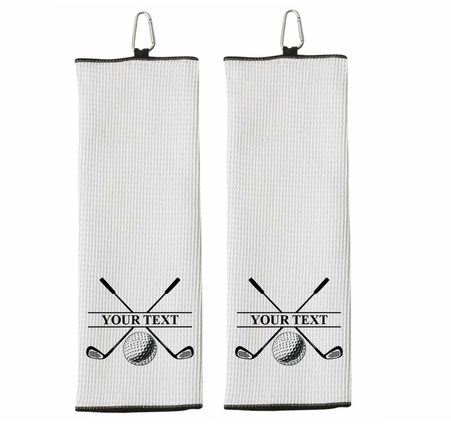 Custom Golf Towel - Personalized Tri-fold Golf Towel with Clip 100% Microfiber Waffle Weave Black White Birthday Christmas Gift Idea for Men