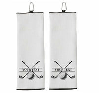 Custom Golf Towel - Personalized Tri-fold Golf Towel with Clip 100% Microfiber Waffle Weave Black White Birthday Christmas Gift Idea for Men