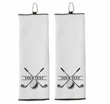 Custom Golf Towel - Personalized Tri-fold Golf Towel with Clip 100% Microfiber Waffle Weave Black White Birthday Christmas Gift Idea for Men