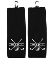 Custom Golf Towel - Personalized Tri-fold Golf Towel with Clip 100% Microfiber Waffle Weave Black White Birthday Christmas Gift Idea for Men