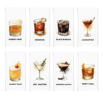 The Gentleman’s Cocktail Towel Set of 8 Classic Bar Drink Kitchen Towels for Men, Father’s Day Gift, Flour Sack Bar Towels, Man Cave Decor