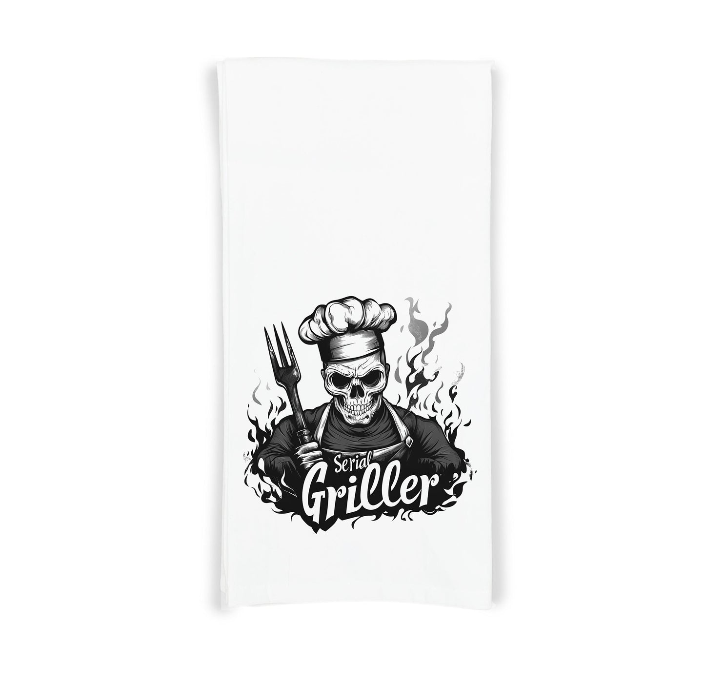 Serial Griller Flour Sack Towel – Funny BBQ Gift for Dad – Grilling Kitchen Decor – Father's Day Towel for Men Who Love to Cook