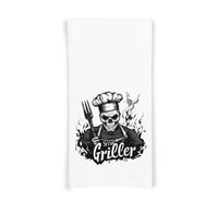 Serial Griller Flour Sack Towel – Funny BBQ Gift for Dad – Grilling Kitchen Decor – Father's Day Towel for Men Who Love to Cook