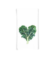 Heart Shaped Kale 100% Cotton Flour Sack Kitchen Towel, Birthday Mother's Day Christmas Valentine's Day Gift Idea for Vegetable Lover