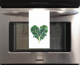 Heart Shaped Kale 100% Cotton Flour Sack Kitchen Towel, Birthday Mother's Day Christmas Valentine's Day Gift Idea for Vegetable Lover