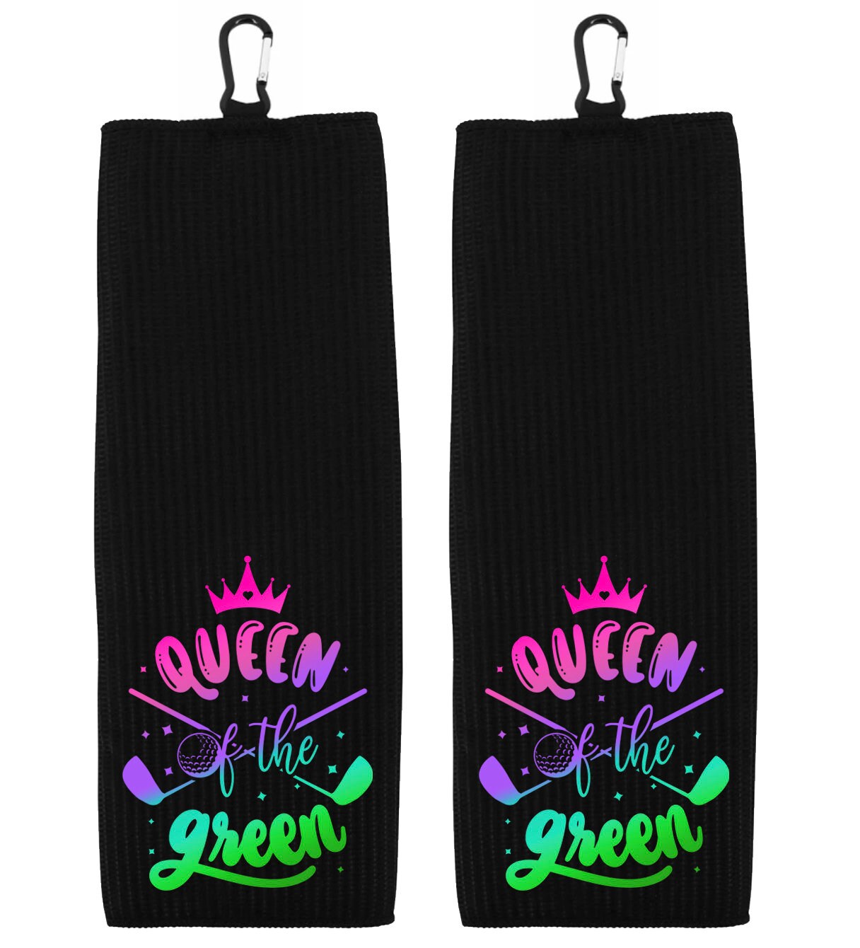 Queen of the Green Rainbow Tri-fold Golf Towel with Clip 100% Microfiber Waffle Weave Gift Idea for Women Mom Daughter Girlfriend Friend