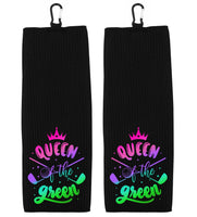 Queen of the Green Rainbow Tri-fold Golf Towel with Clip 100% Microfiber Waffle Weave Gift Idea for Women Mom Daughter Girlfriend Friend