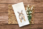 Brown White Bunny Butt Tea Towels Funny Cute Easter Rabbit Hare Cottontail Flour Sack Dish Bathroom or Kitchen Decor Decorative Hand Towel