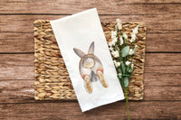 Brown White Bunny Butt Tea Towels Funny Cute Easter Rabbit Hare Cottontail Flour Sack Dish Bathroom or Kitchen Decor Decorative Hand Towel