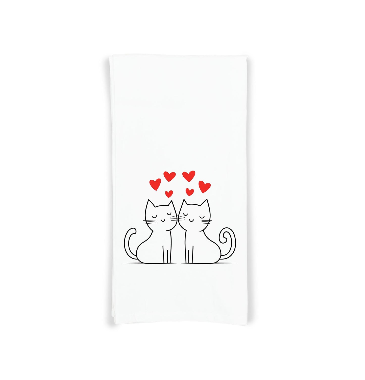 Two Valentine Cats Flour Sack Cotton Hand Towel Cat Lover Hostess Valentine's Day Birthday Mother's Day Christmas Gift Idea