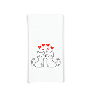 Two Valentine Cats Flour Sack Cotton Hand Towel Cat Lover Hostess Valentine's Day Birthday Mother's Day Christmas Gift Idea