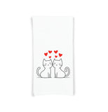 Two Valentine Cats Flour Sack Cotton Hand Towel Cat Lover Hostess Valentine's Day Birthday Mother's Day Christmas Gift Idea