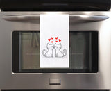 Two Valentine Cats Flour Sack Cotton Hand Towel Cat Lover Hostess Valentine's Day Birthday Mother's Day Christmas Gift Idea