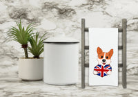 Corgi Holding a Union Jack Heart Flour Sack Kitchen Towel with Hanging Loop Funny Cute British Flag Dog Dish Cloth Housewarming Hostess Gift
