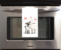 Goat Couple Tea Towel, 27x27 Cotton Flour Sack Hand Towel, Valentine's Day Birthday Mother's Day Christmas Gift Idea for Goat Lovers