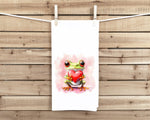 Frog Holding a Heart Flour Sack Tea Towel Valentine's Day Birthday Mother's Day Christmas Gift Idea for Frog Lover