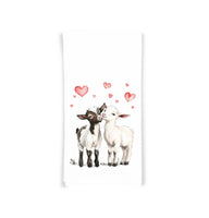 Goat Couple Tea Towel, 27x27 Cotton Flour Sack Hand Towel, Valentine's Day Birthday Mother's Day Christmas Gift Idea for Goat Lovers