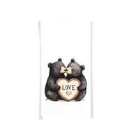 Two Bears Holding a Love Sign Flour Sack Tea Towel Valentine's Day Birthday Mother's Day Christmas Gift Idea for Bear Lovers