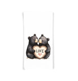 Two Bears Holding a Love Sign Flour Sack Tea Towel Valentine's Day Birthday Mother's Day Christmas Gift Idea for Bear Lovers