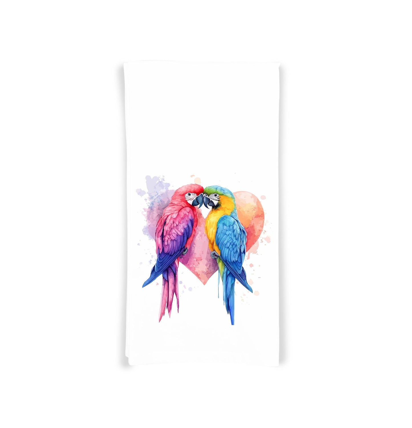 Two Parrots Flour Sack Tea Towel Valentine's Day Birthday Mother's Day Christmas Gift Idea for Parrot Lovers