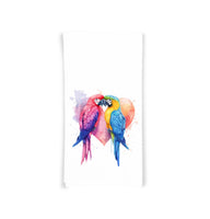 Two Parrots Flour Sack Tea Towel Valentine's Day Birthday Mother's Day Christmas Gift Idea for Parrot Lovers