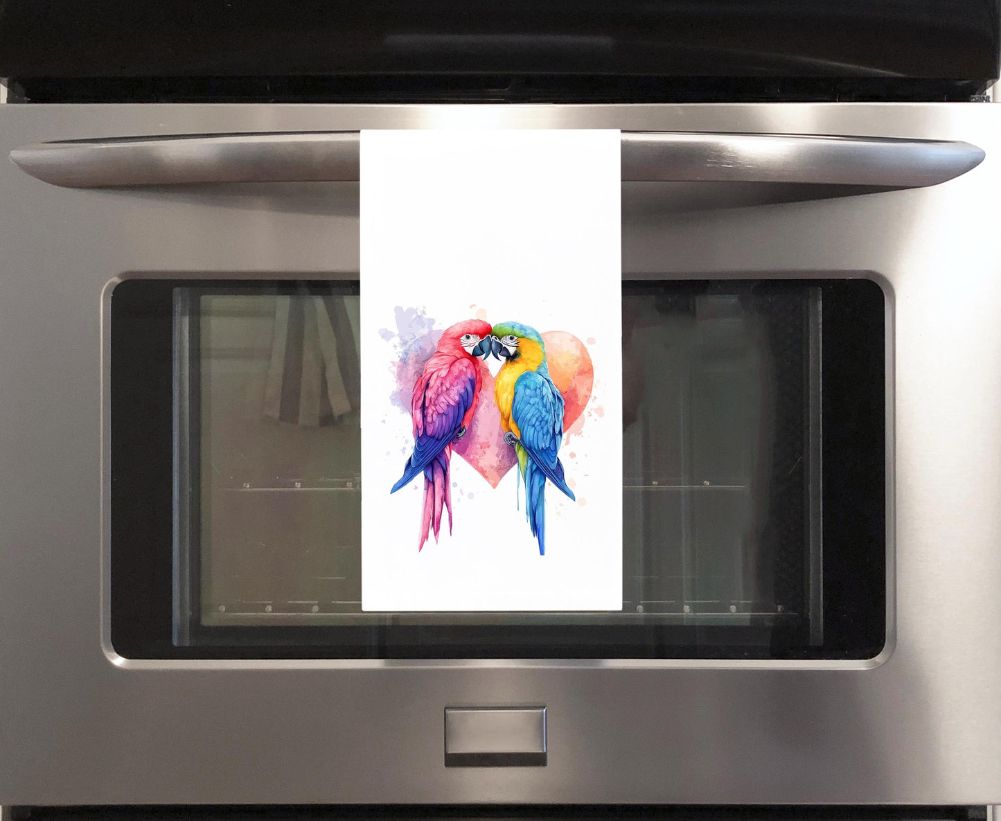 Two Parrots Flour Sack Tea Towel Valentine's Day Birthday Mother's Day Christmas Gift Idea for Parrot Lovers