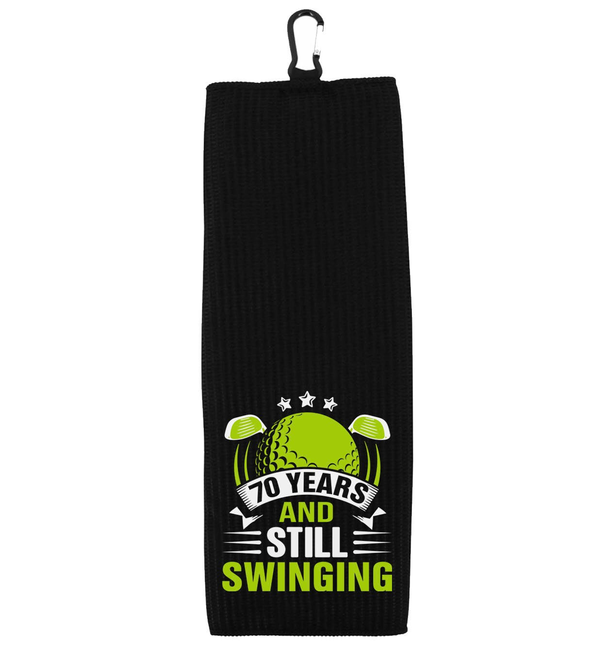 70 Years and Still Swinging Tri-fold Golf Towel with Clip 100% Microfiber Black Waffle Weave Gift Idea for Golfer Men for 70th Birthday