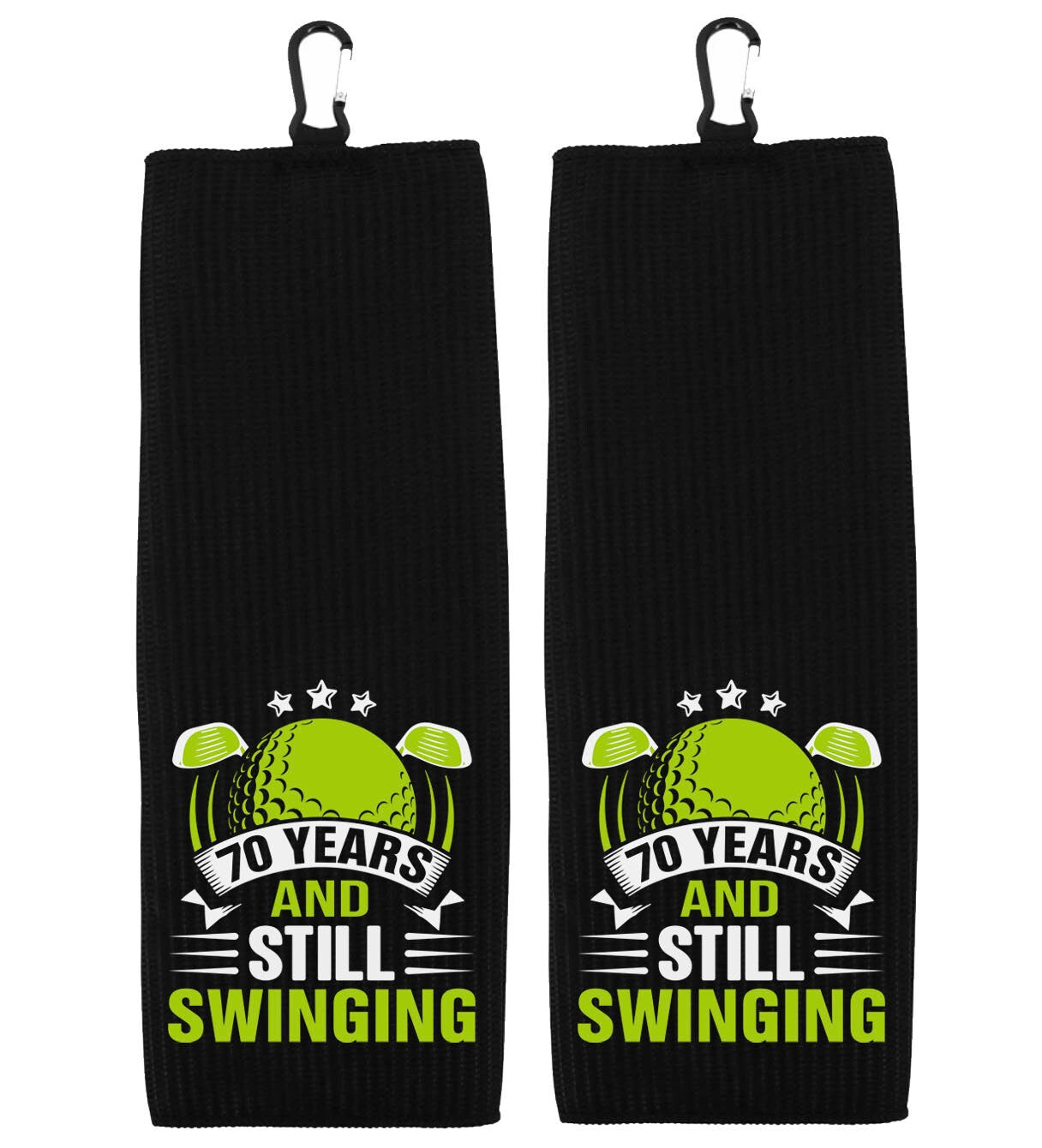 70 Years and Still Swinging Tri-fold Golf Towel with Clip 100% Microfiber Black Waffle Weave Gift Idea for Golfer Men for 70th Birthday