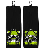 70 Years and Still Swinging Tri-fold Golf Towel with Clip 100% Microfiber Black Waffle Weave Gift Idea for Golfer Men for 70th Birthday