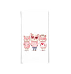Three Pigs Wearing Heart Shaped Sunglasses Flour Sack Cotton Tea Towel Valentine's Day Birthday Mother's Day Christmas Pig Lover Gift Idea