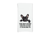 Black French Bulldog Set of 2 Flour Sack Kitchen Towels Funny Frenchie Dog Birthday Christmas Housewarming Gift Idea for Women Men