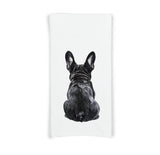 Black French Bulldog Set of 2 Flour Sack Kitchen Towels Funny Frenchie Dog Birthday Christmas Housewarming Gift Idea for Women Men