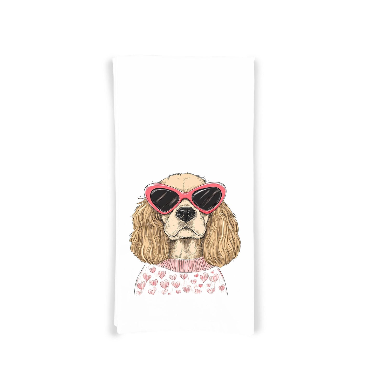 Cocker Spaniel Wearing Sunglasses Flour Sack Tea Towel Valentine's Day Birthday Mother's Day Christmas Gift for  Dog Lover